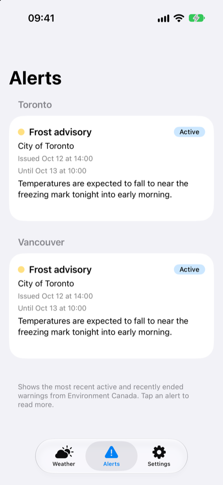 Weather warnings
