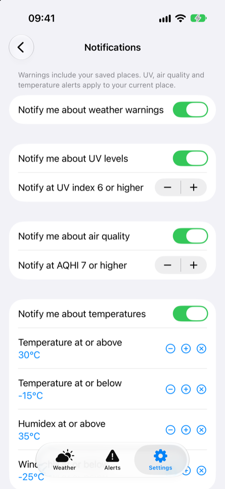 Notification settings