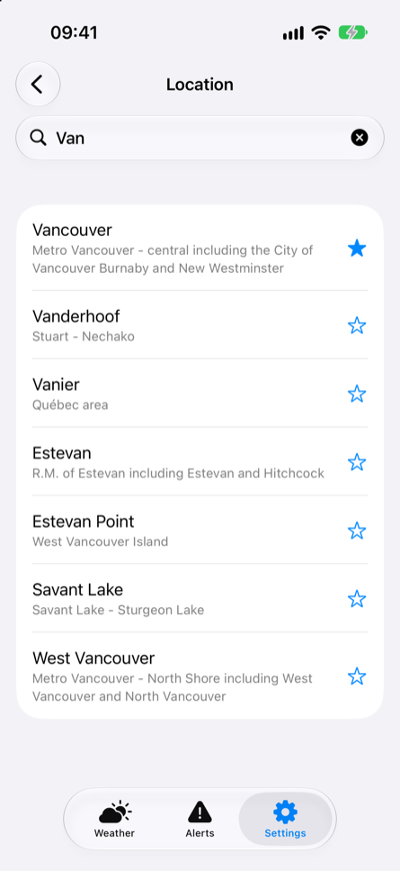 Location settings