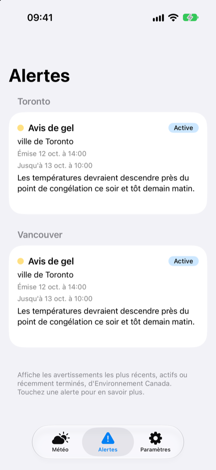 Alertes météo